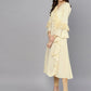 Ahalyaa Cream Crepe Angarkha Style Ruffled Kurta For Women | Swadesiicart