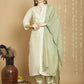 Jyoti Fashion Women's Off White Chanderi Silk Elegant Jardoshi Kurta with Trouser & Dupatta | Swadesiicart
