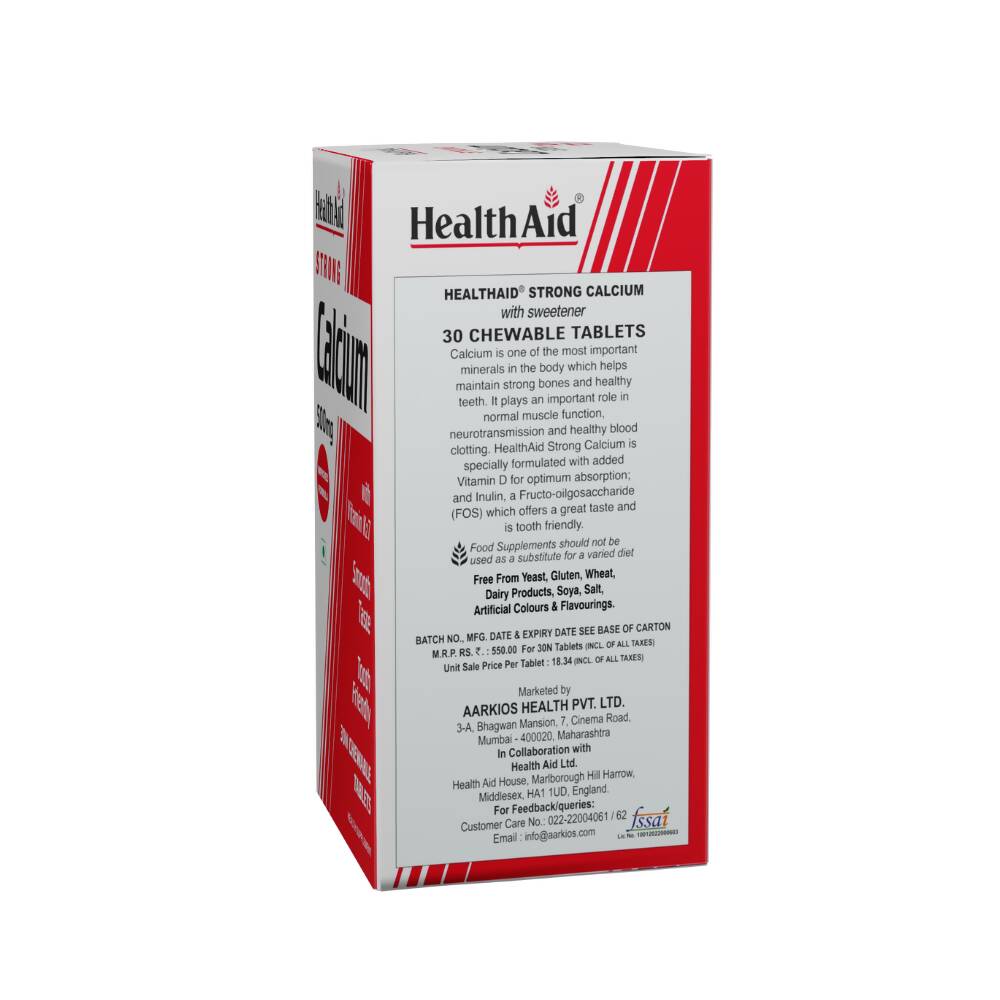 HealthAid Strong Calcium 500 mg Chewable Tablets - Swadesiicart
