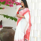 Beatitude Cream Temple Border Cotton Saree