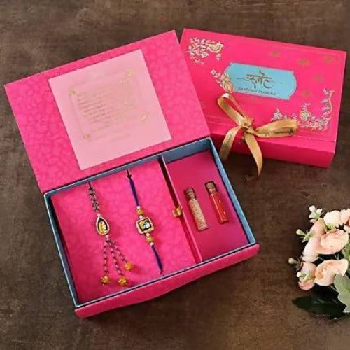 Bhaiya Bhabhi Luxury Rakhi Set & Assorted Delights Combo Pack | Swadesiicart