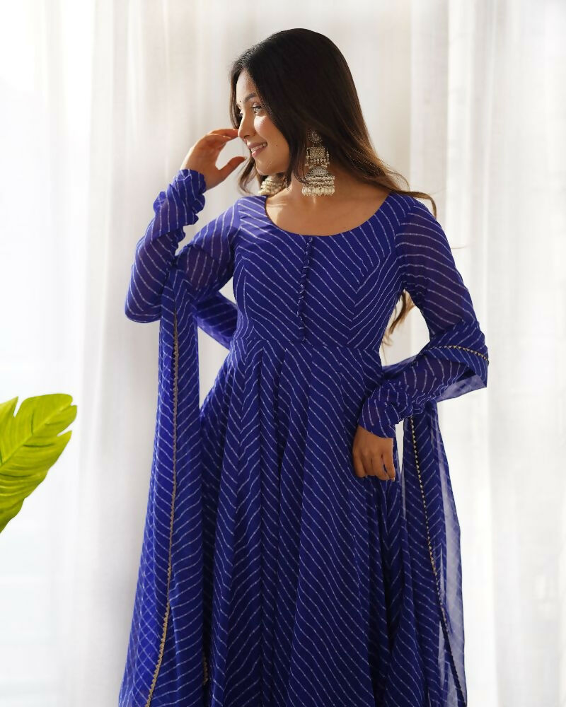 Joban Fashion Royal Blue Kurta Set Georgette Sequence Embroidery Work - Swadesiicart