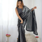 Black Georgette Designer Sequence Embroidery Work Saree - Radhe
