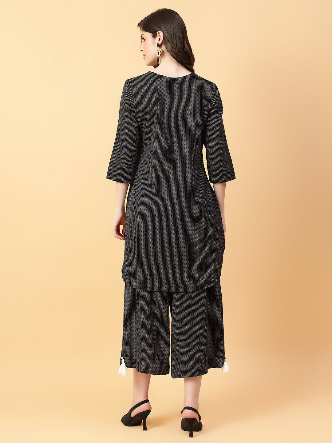 Joban Fashion Black Cotton Khatha & Hand Work Co-ord Set - Swadesiicart