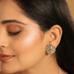 Nuyug 22K Gold Plated Mother of Pearls and Stone Studded Contemporary Floral Shaped Studs | Swadesiicart