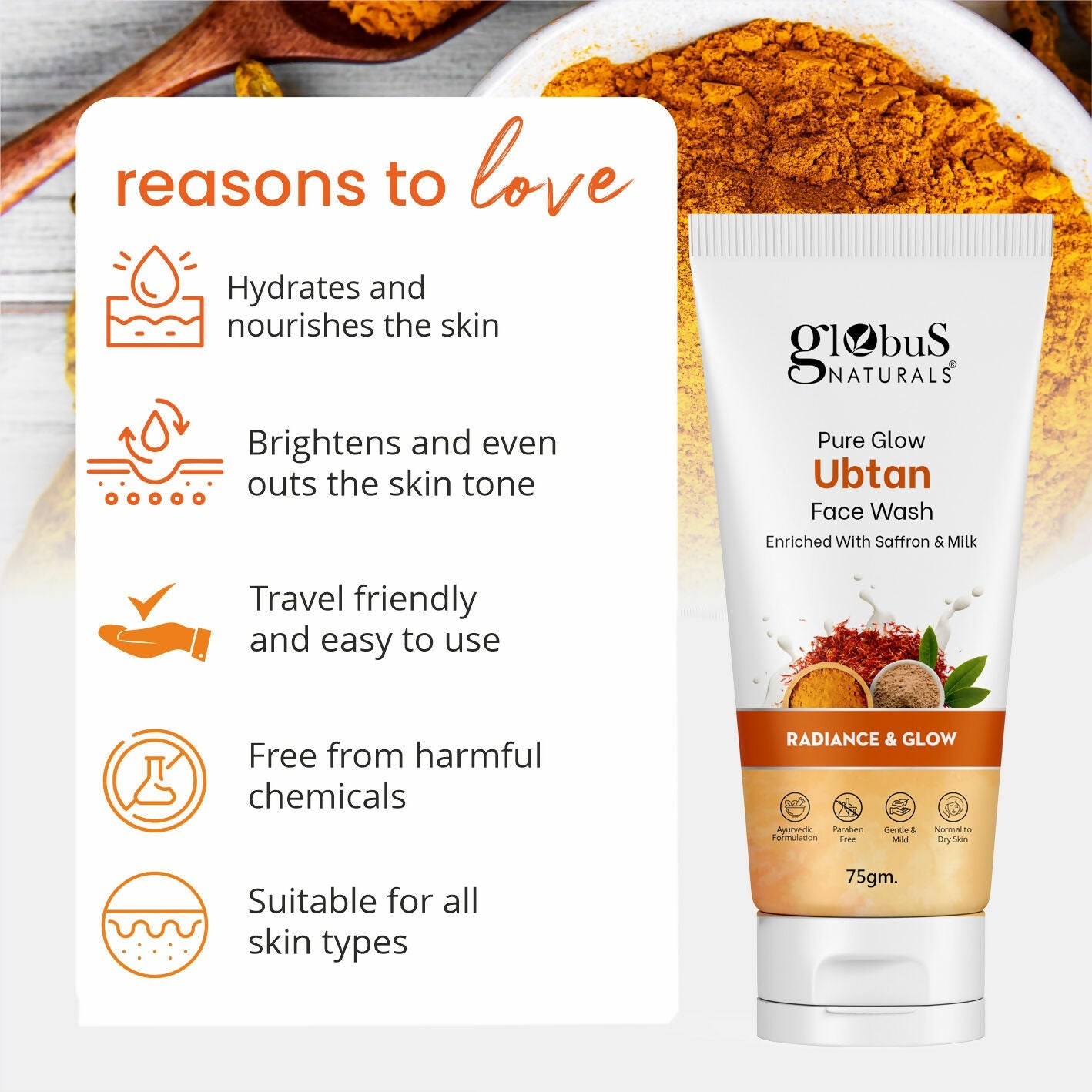 Globus Naturals Pure Glow Ubtan Face Wash | Swadesiicart