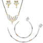 AanyaCentric Gold-Polished Mangalsutra Pendant Earring Set & Silver Plated Anklet