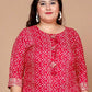 Miravan Women's Plus Size Pink Bandhani Pakistani Straight Kurti - Swadesiicart