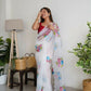 Vamsee Urvashi White Organza Saree - Swadesiicart