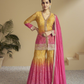 Lorenvalley Fashion Yellow and Pink Chinon Embroidery With Sequince Work Salwar Kameez Stitched | Swadesiicart