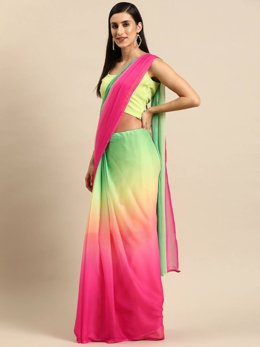 Ahalyaa Women's Traditional Semi Stitch Saree - Pink | Swadesiicart