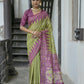 Vishnu Weaves Women's Mahendi Soft Tussar Silk Saree with Blouse - Swadesiicart