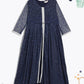 Ahalyaa Navy Blue Net Foil Print Kids Dress For Girls | Swadesiicart