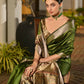 Vishnu Weaves Women's Mahendi Soft Tussar Silk Printed Saree with Blouse - Swadesiicart