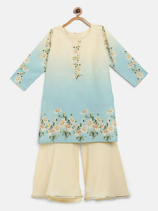 Ahalyaa Multi Crepe Printed Kids Kurta Sharara Sets With Dupatta For Girls | Swadesiicart