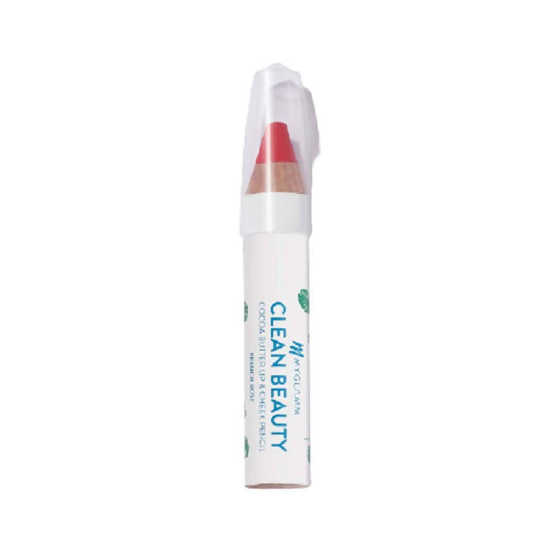 MYGLAMM Clean Beauty Cocoa Butter Lip & Cheek Pencil - French Rose - Swadesiicart