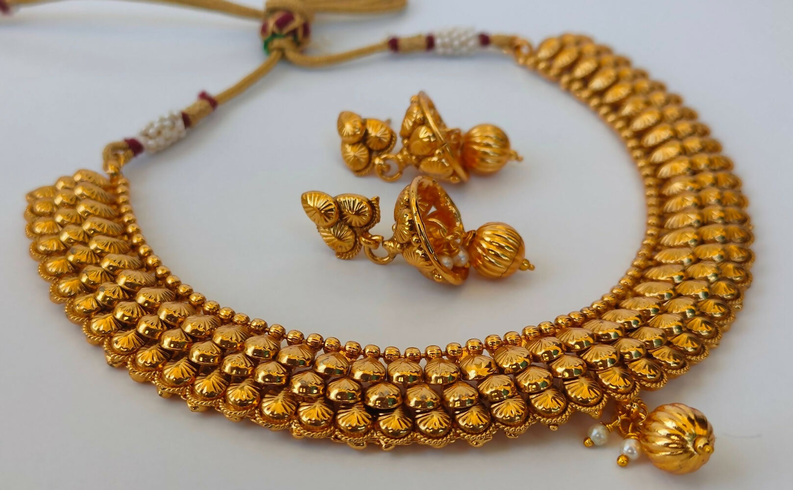 Designer Metallic Necklace Set - Swadesiicart