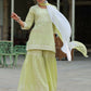 Juniper Women's Lime Green Cambric Floral Print Kurta Sharara Sets | Swadesiicart