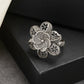 NVR Women's Silver-Toned Floral Shape Adjustable Finger Ring | Swadesiicart
