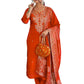 The52 Rust Women's Gorgeous Roman Silk Fabric Straight Kurta, Pant and Dupatta Set - Swadesiicart