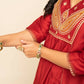 FIORRA Women's Red Silk Blend A-Line Kurta Palazzo Set With Dupatta - Swadesiicart