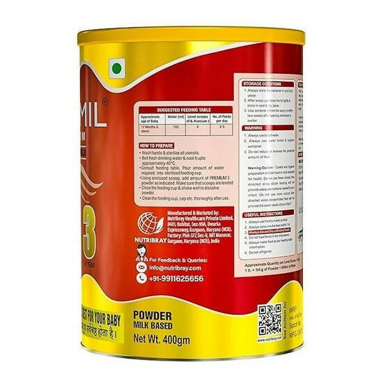 Braymil Premium Follow Up Formula 3 for 1-2 Years Powder | Swadesiicart