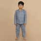 Breathables Kids Cotton Giraffe Print Night Suit | Kurta & Pants Co-Ord Set | Full Sleeves | Boys & Girls Nightwear & Loungewear – Grey