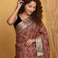 Very Much Indian Modal Silk Ajrakh Handblock Printed Natural Dyes With Designer Border Saree - Red | Swadesiicart