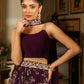Janasya Purple Georgette Solid Lehenga Choli Dupatta | Swadesiicart
