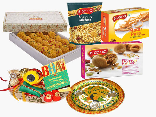 Bikanervala Tea Time Snacks Rakhi Puja Thali Hamper - Bikanervala