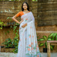 Vishnu Weaves Women's Orange Muga Cotton Woven Butti Saree with Blouse - Swadesiicart