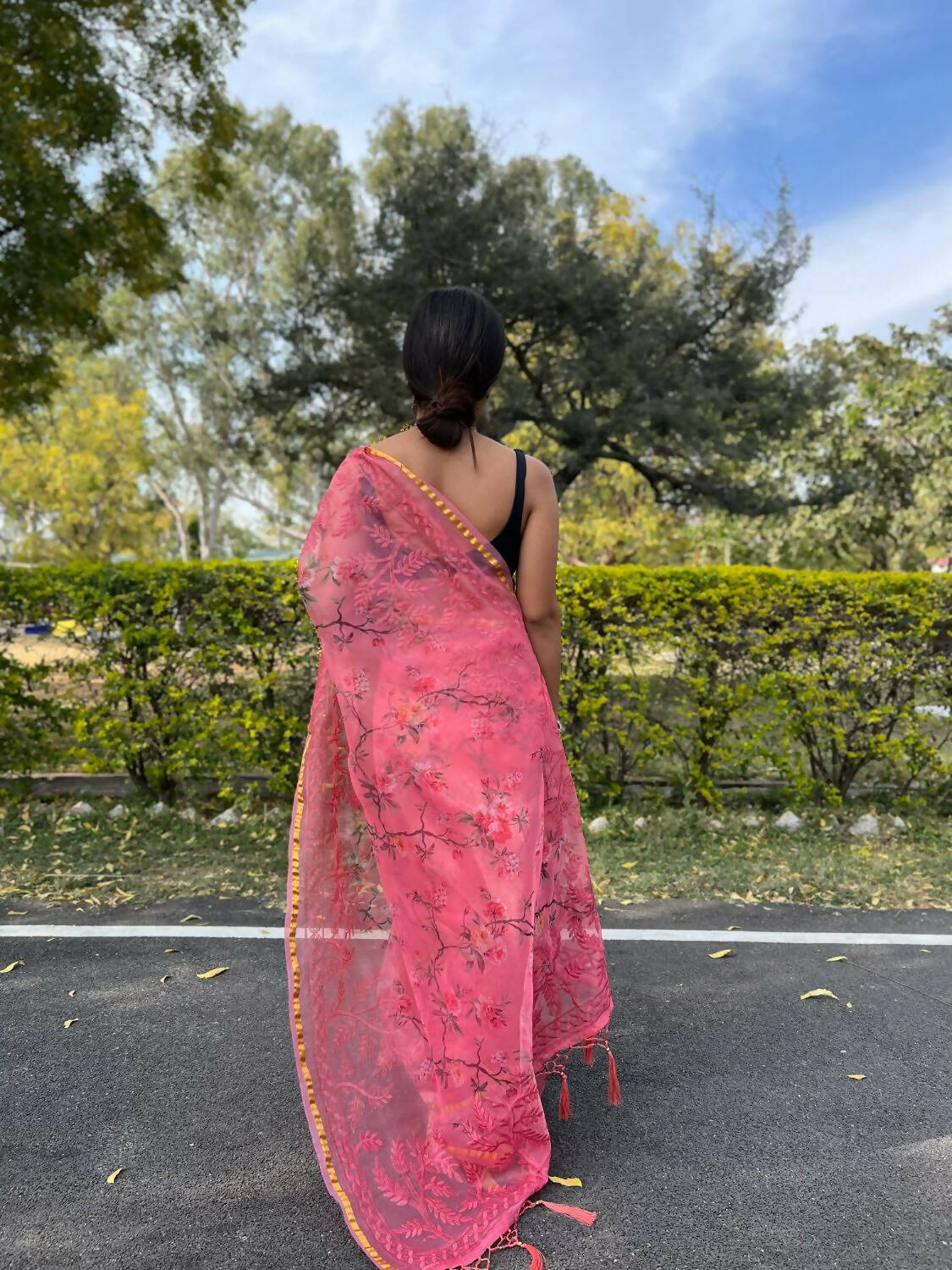Vamsee Pink Organza Saree - Swadesiicart