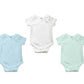 AHC Soft Cotton Short-Sleeve Bodysuits Solid Onesies New Born Infant Dress - Blue/Grey/Green