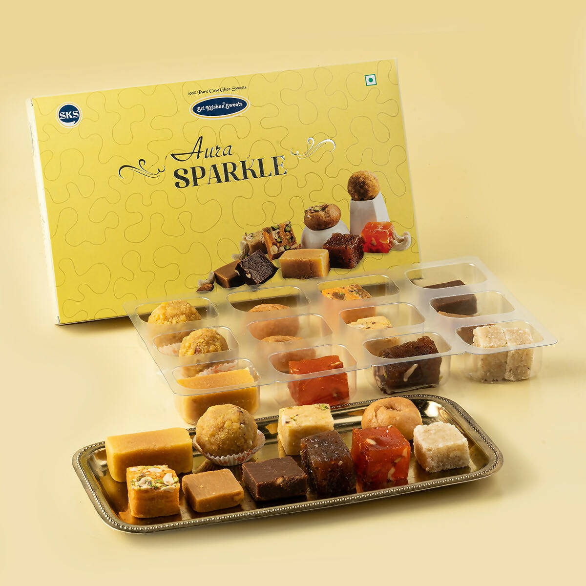 Sri Krishna Sweets Aura Sparkle (Assorted Ghee Sweets) | Swadesiicart
