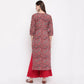 NOZ2TOZ Women's Red Kalamkari Print Cotton Kurta- (1pc set) - Swadesiicart