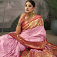 Vishnu Weaves Women's Baby-Pink Paithani Silk Saree with Blouse - Swadesiicart