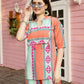 Orange & Blue Rayon Geometric Printed Top with Matching Bottom - Eesha - Swadesiicart