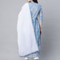 Ahalyaa Women Pastel Blue Pure Cotton Printed Kurta Pant Set With Dupatta | Swadesiicart