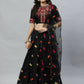 Black Cotton Embroidered Work Lehenga Choli with Dupatta - Jivika
