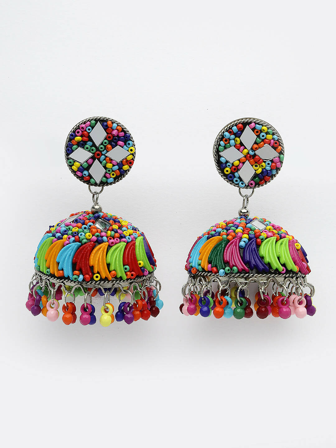 NVR Women Multi Color Artificial Beads Brass-Plated Jhumka Earrings | Swadesiicart
