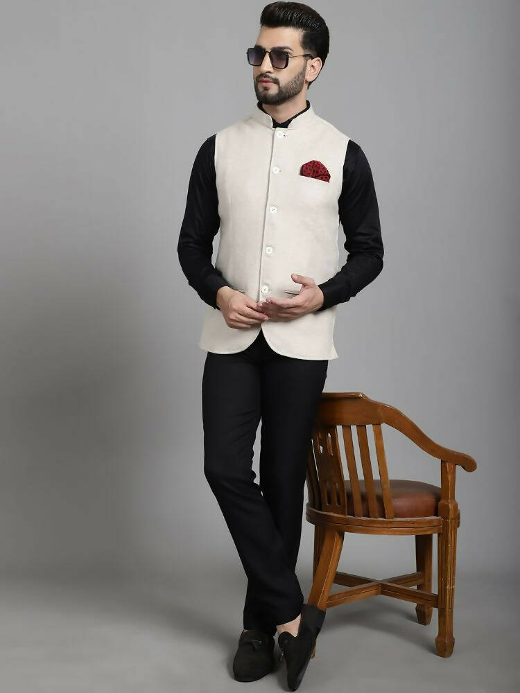 Even Apparels Nehru Jacket With Welt Pockets - Off White | Swadesiicart