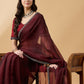 Brown Organza Swaroski Diamond Work Saree with Unstitched Blouse - Radha
