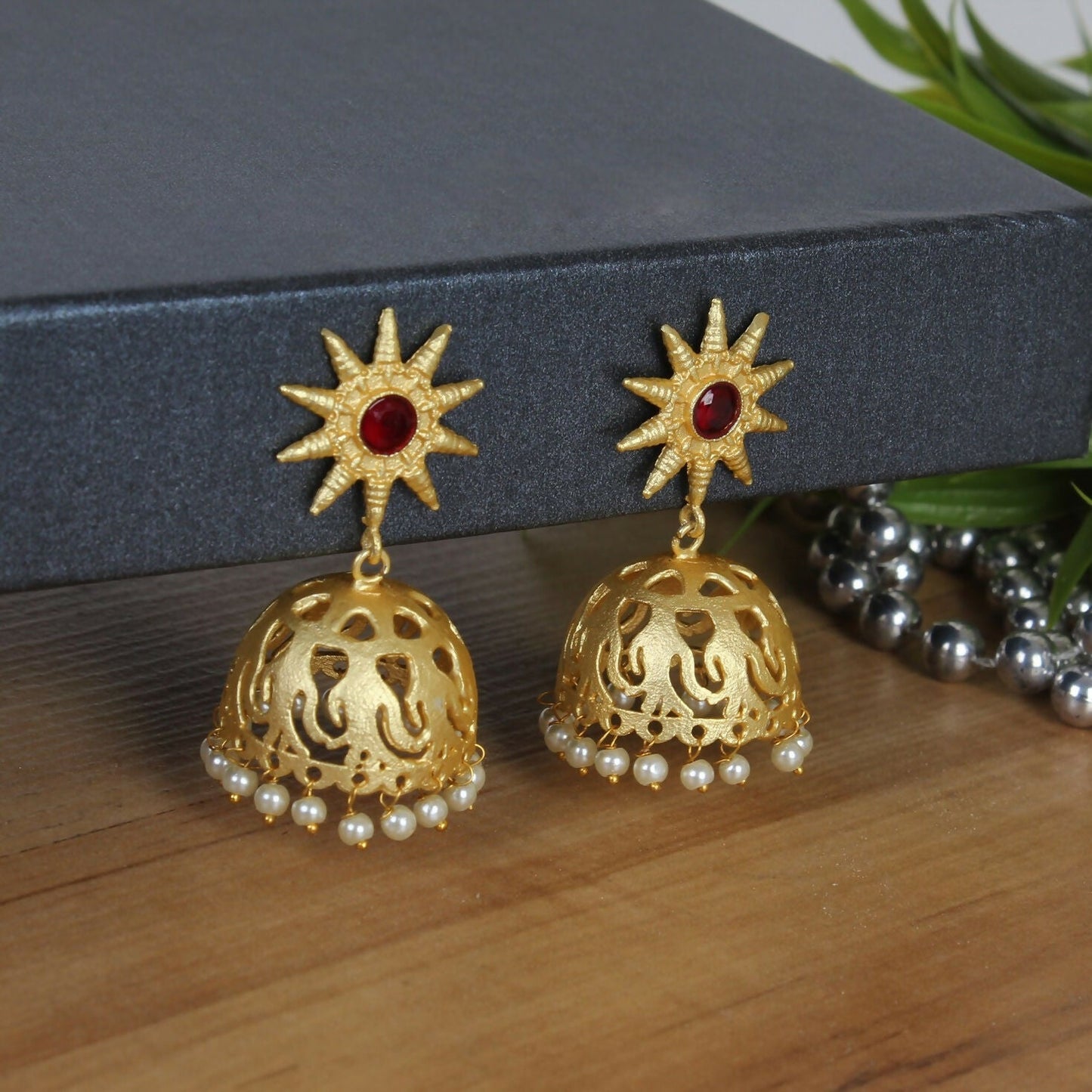 Joban Fashion Women Matte Gold Brass Jhumka | Swadesiicart