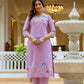 The52 Lavender Women's Gorgeous Embroidered work Viscose Gadhwal Fabric Straight Kurta, Pant and Dupatta Set - Swadesiicart