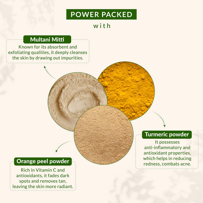 Lotus Botanicals Multani Mitti Turmeric & Orange Peel Skin Tightening & Brightening Face Pack | Swadesiicart