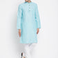 Even Apparels Blue Rayon Men's Kurta With Band Collar | Swadesiicart