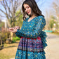 Jyoti Fashion Women's Blue Heavy Digital Printed Cotton Silk Anarkali Dress | Swadesiicart