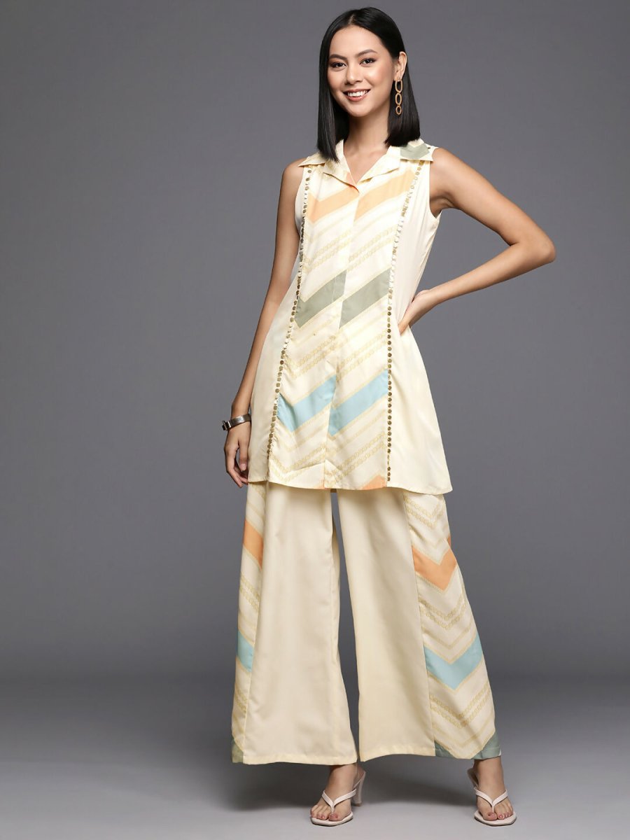 Ahalyaa Women's Traditional Wear Co-ods - Off-white - Swadesiicart