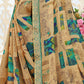 Beige Chiffon Brasso Printed Saree With Unstitched Blouse Piece - Jyoti