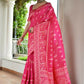 Vishnu Weaves Women's Rani Handloom Raw Silk Thread Weaving Saree with Blouse - Swadesiicart